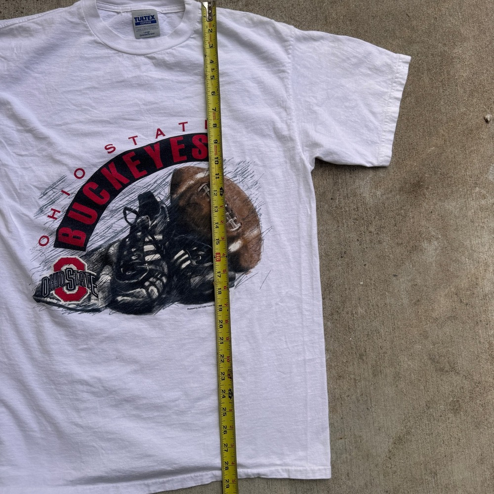 Vintage Ohio State Buckeyes Tultex Graphic T-Shirt Mens Large White Football 90s - Picture 5 of 5